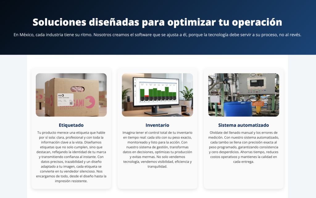 Software Especial para cada Sistema de Pesaje